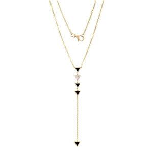 Shine Black Enamel 14K (or 18k upon request) Yellow Gold Lariat Necklace